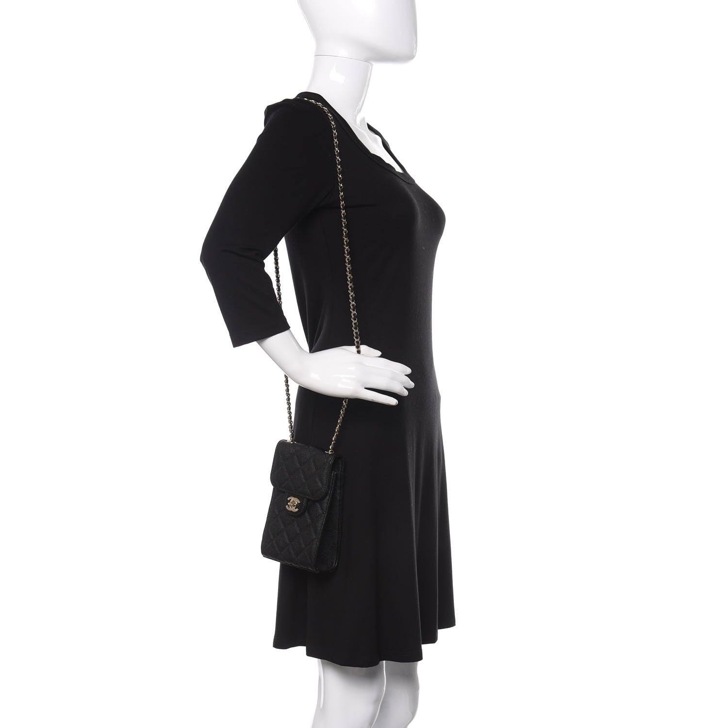 Chanel Caviar Quilted Classic Phone Holder Black 2 of 12