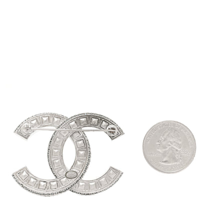 Chanel Baguette Crystal CC Brooch Silver Black 2 of 5