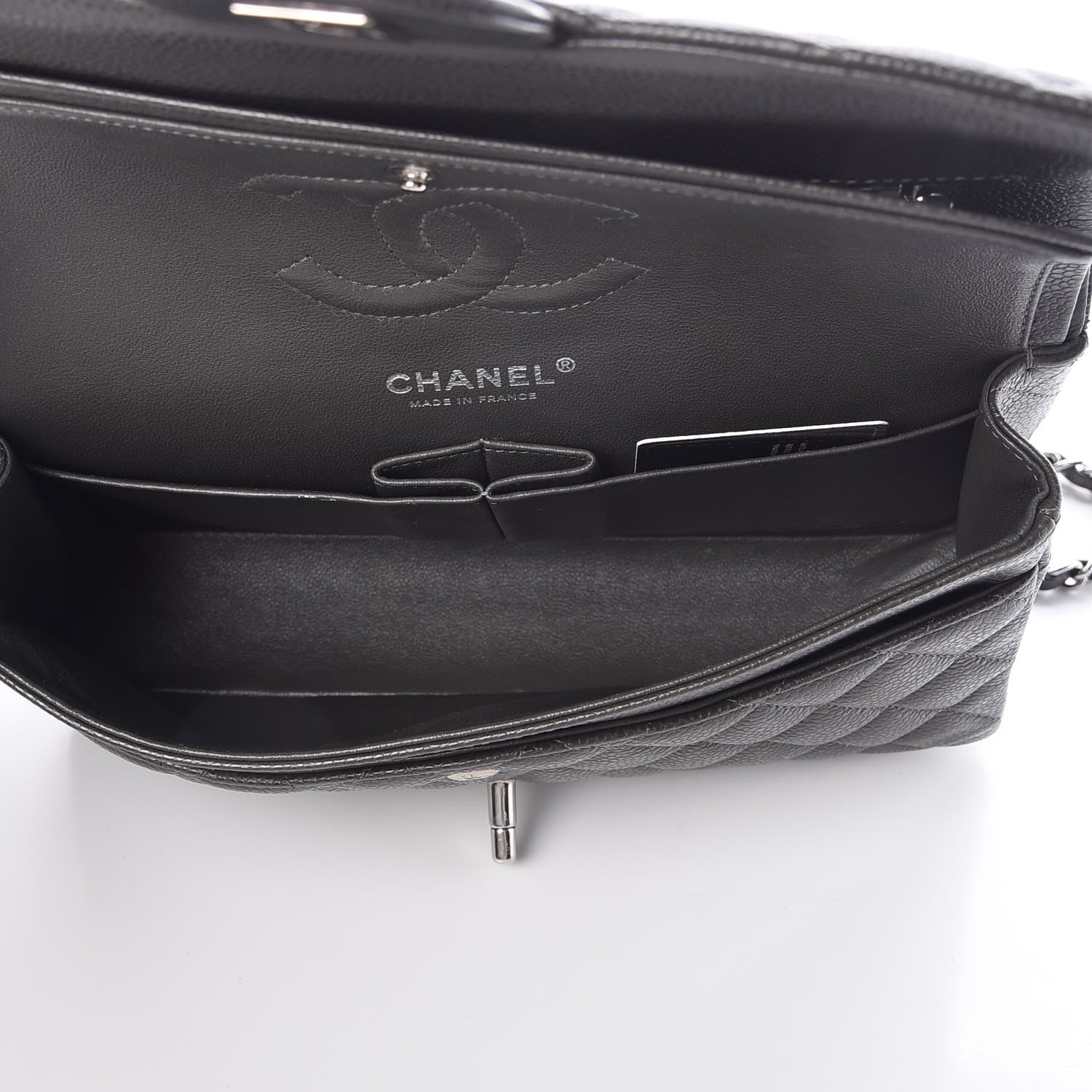 Chanel Caviar Quilted Medium Double Flap Dark Grey 5 of 9