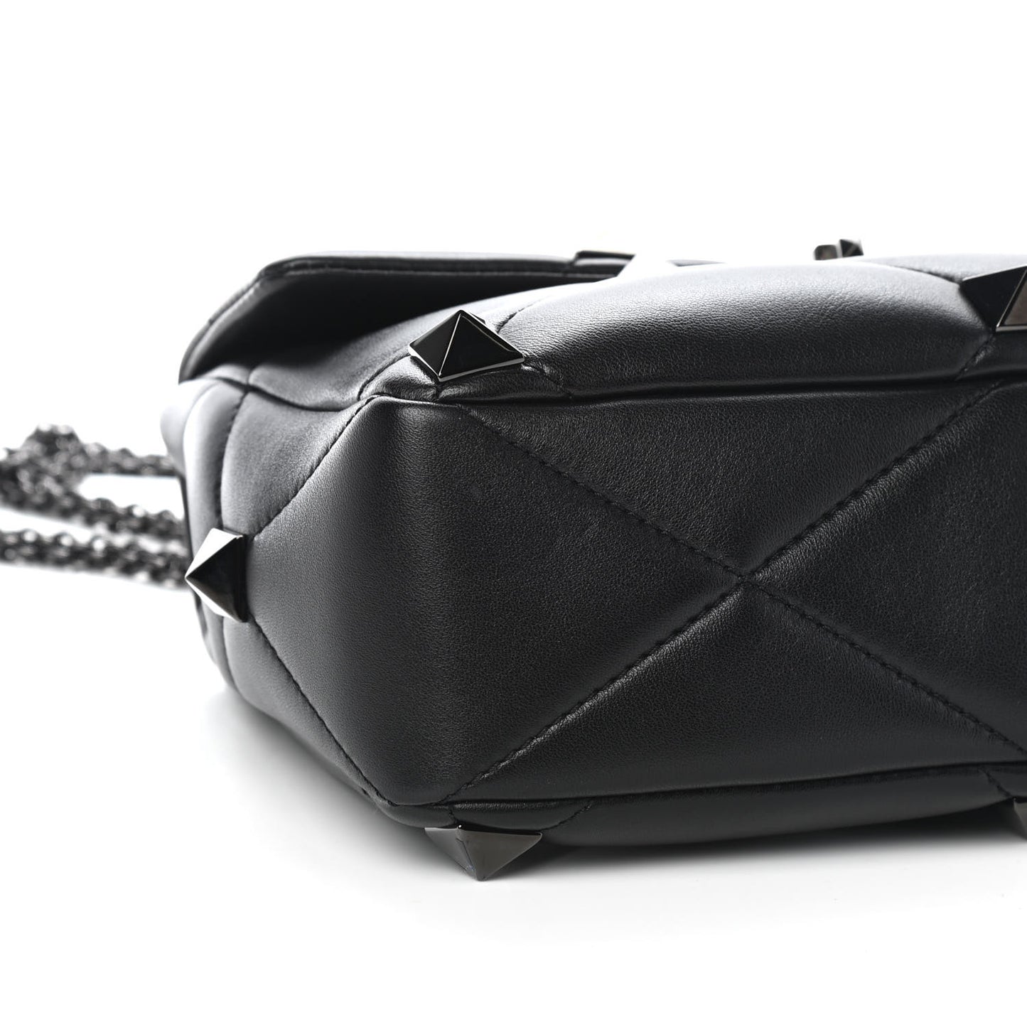 Nappa Monochrome Large Roman Stud Shoulder Bag Black