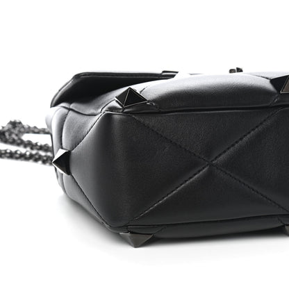 Valentino Garavani Nappa Monochrome Large Roman Stud Shoulder Bag Black 4 of 6