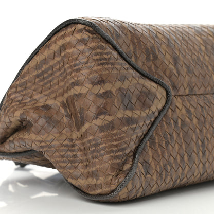 Bottega Veneta Karung Printed Nappa Moire Lizard Intrecciato Tote Multi Oak 9 of 11