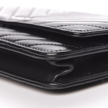 Chanel Lambskin Chevron Quilted Wallet On Chain WOC Black 10 of 14