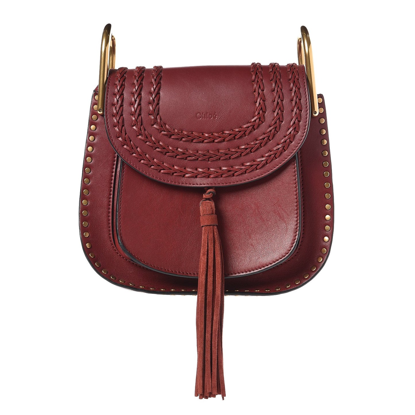 Calfskin Braided Small Hudson Shoulder Bag Sienna Red