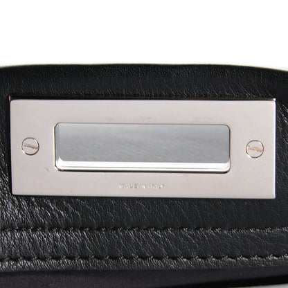 Fendi Vitello Seta Python Crocodile Monster Eyes Medium Peekaboo Iconic Satchel Black Girasole 10 of 10
