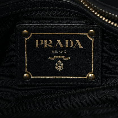 Prada Tessuto Nylon Soft Calfskin Shopping Satchel Black 5 of 15