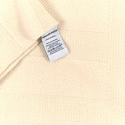 Hermes Cashmere Fringe Rayee H Stole Blanc Casse 3 of 3