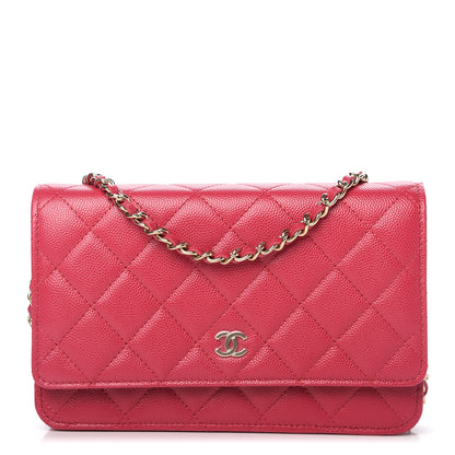 Chanel Caviar Quilted Wallet On Chain WOC Dark Pink 1 of 12