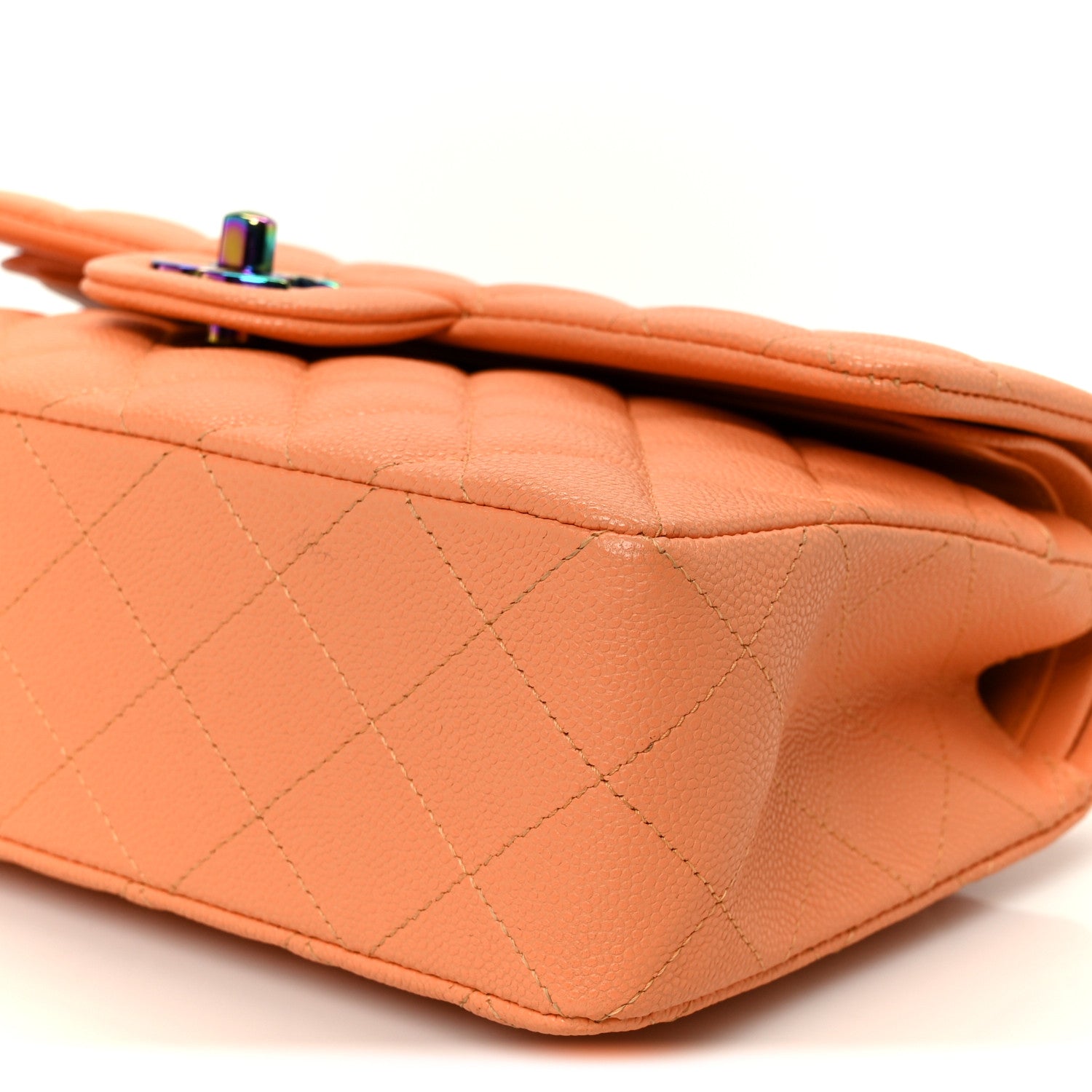Chanel Caviar Quilted Rainbow CC Small Double Flap Orange 11 of 11