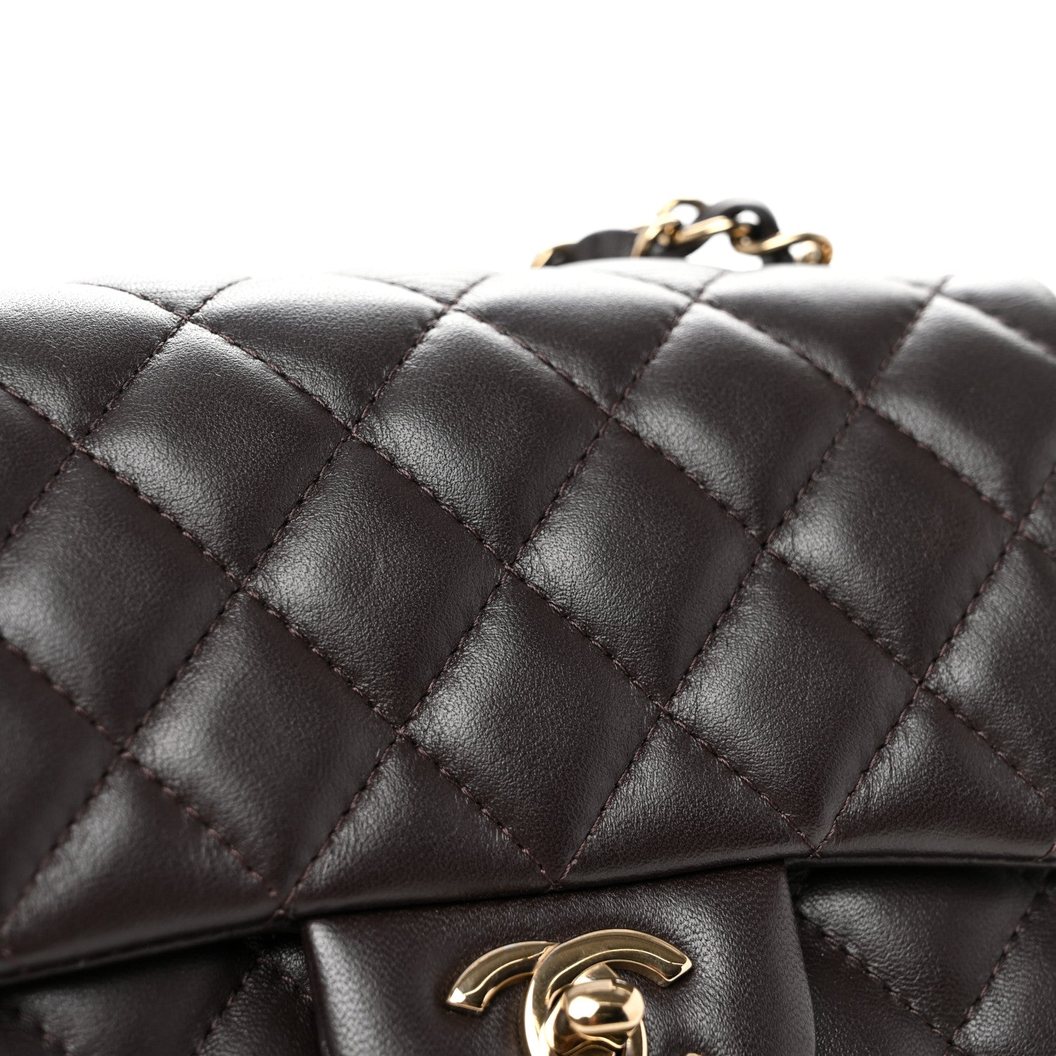 Chanel Lambskin Quilted Mini Square Flap Dark Brown 11 of 11