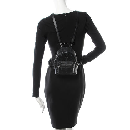 MCM Visetos Studded X-Mini Bebe Boo Backpack Black 2 of 7