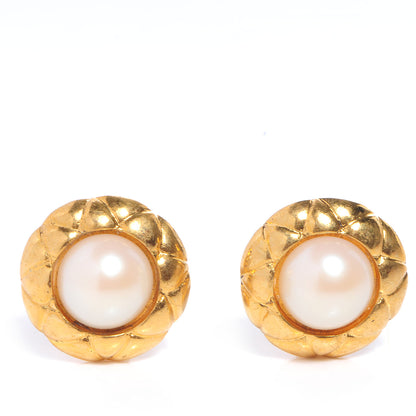 Chanel Pearl Clip On Earrings Gold 1 of 5