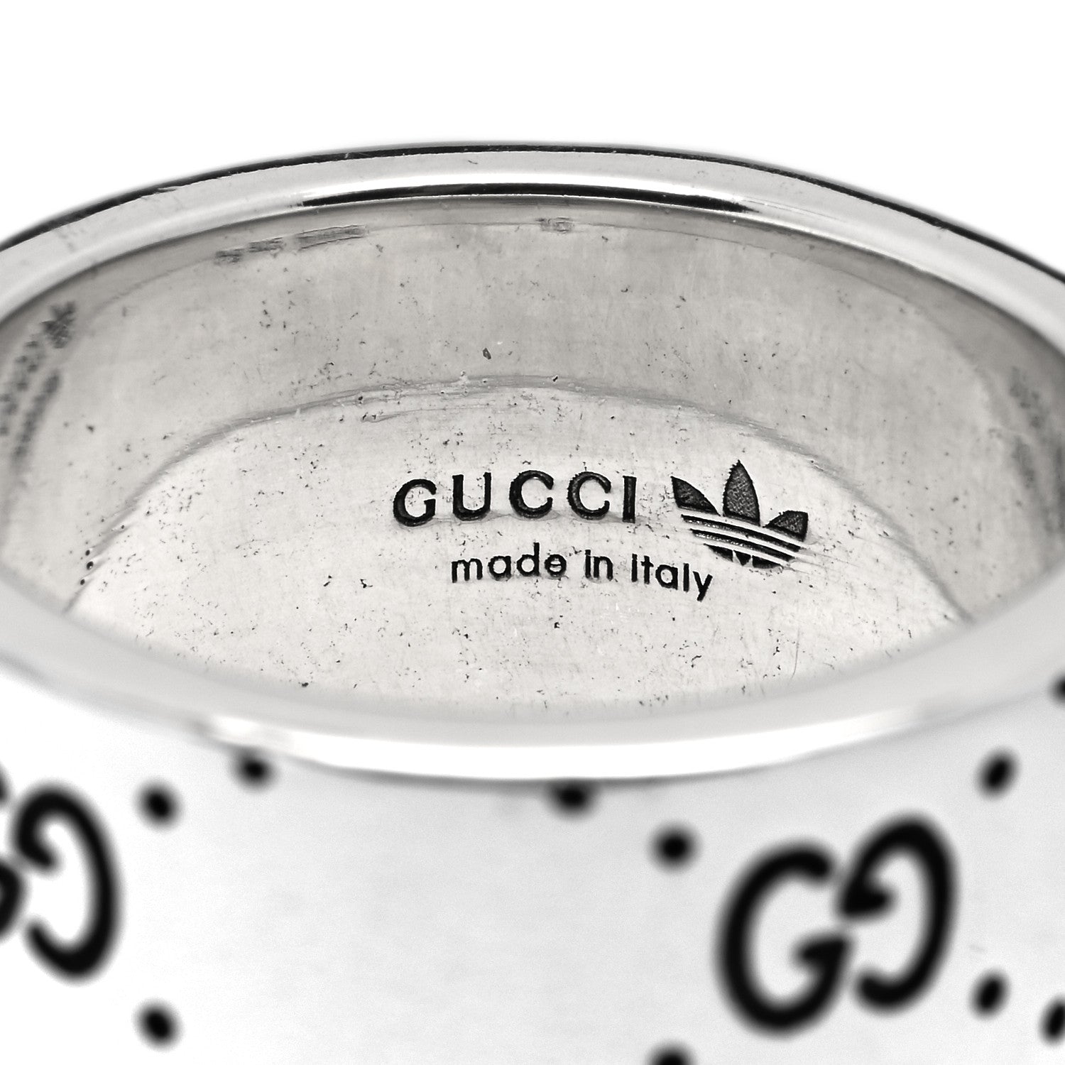 Gucci X ADIDAS Sterling Silver Trefoil GG Monogram Extra Wide Band Ring 56 7.5 3 of 3