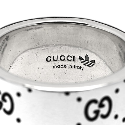 Gucci X ADIDAS Sterling Silver Trefoil GG Monogram Extra Wide Band Ring 56 7.5 3 of 3