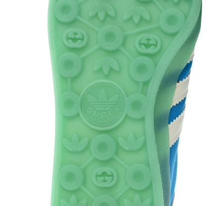 Gucci X ADIDAS Silk Duchesse Demetra Rubber Womens Gazelle Sneakers 5.5 Jade Capri Avio Off White 8 of 9