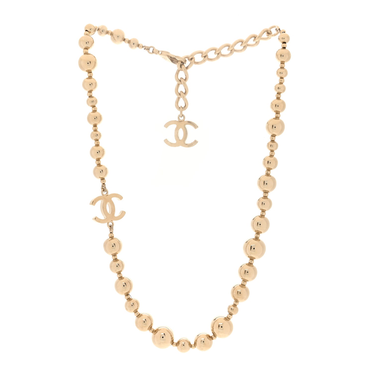 Chanel Metal Bead CC Necklace Gold 3 of 5