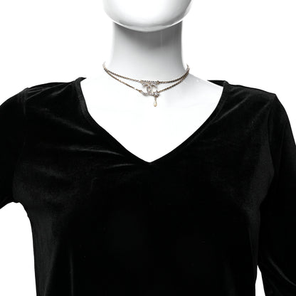 Chanel Pearl Crystal CC Star Choker Necklace Gold 2 of 5