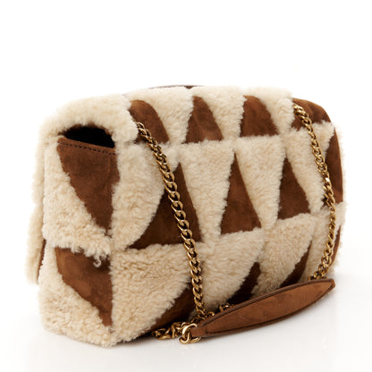 Saint Laurent Suede Shearling Patchwork Monogram Medium Jamie Brown Beige 3 of 11