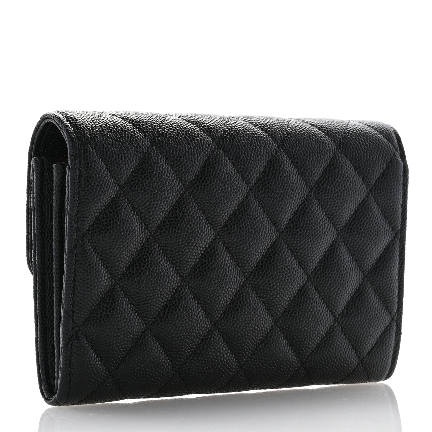 Caviar Quilted Medium Flap Wallet Black
