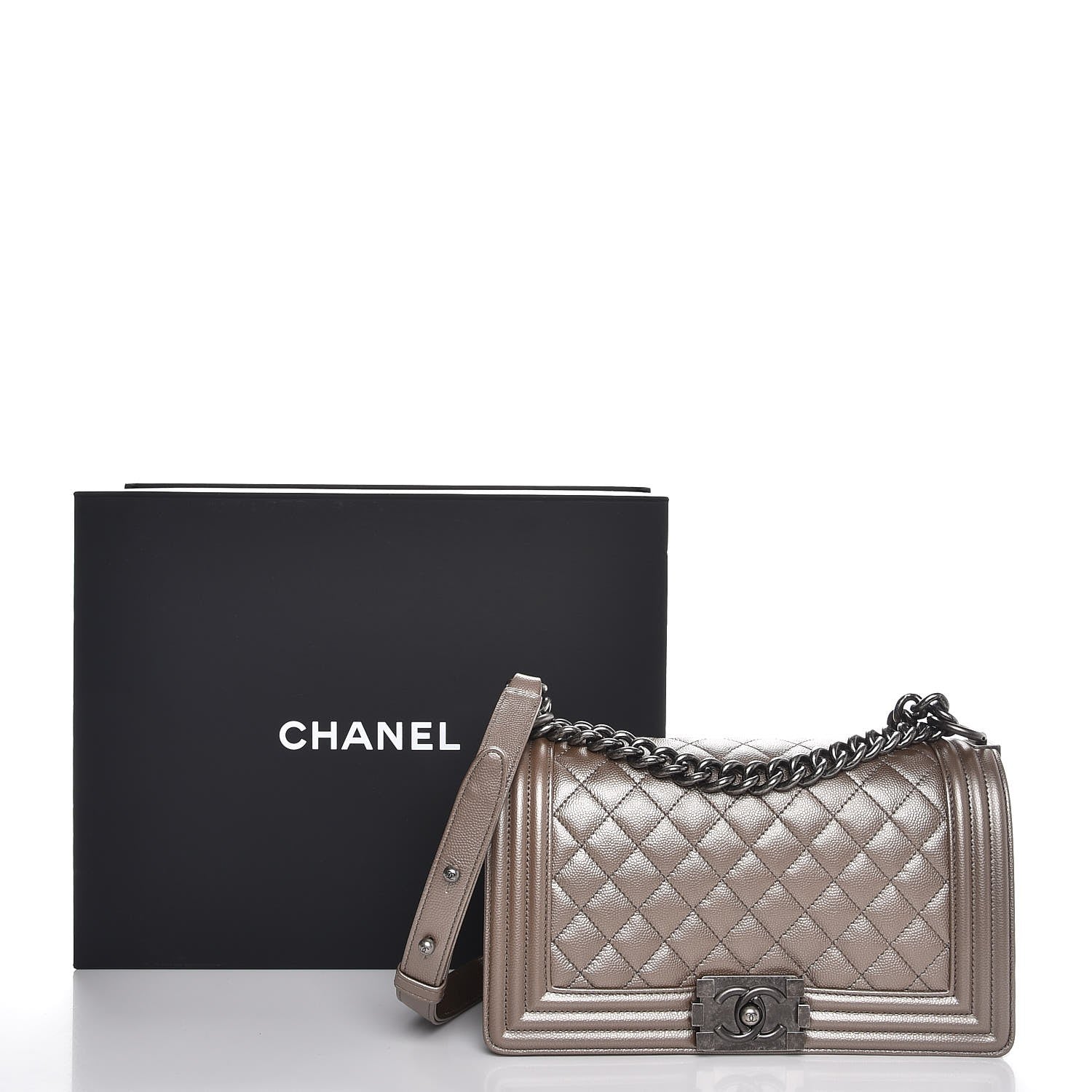 Chanel Metallic Caviar Quilted Medium Boy Flap Copper 8 of 8