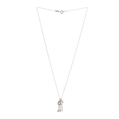 Tiffany Sterling Silver 18K Yellow Rose Gold Triple Key Pendant Necklace 3 of 6