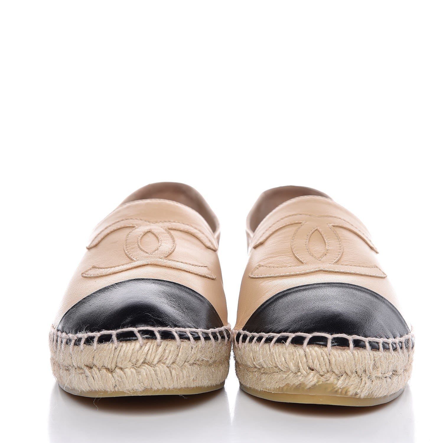 Chanel Lambskin CC Espadrilles 39 Beige Black 2 of 10
