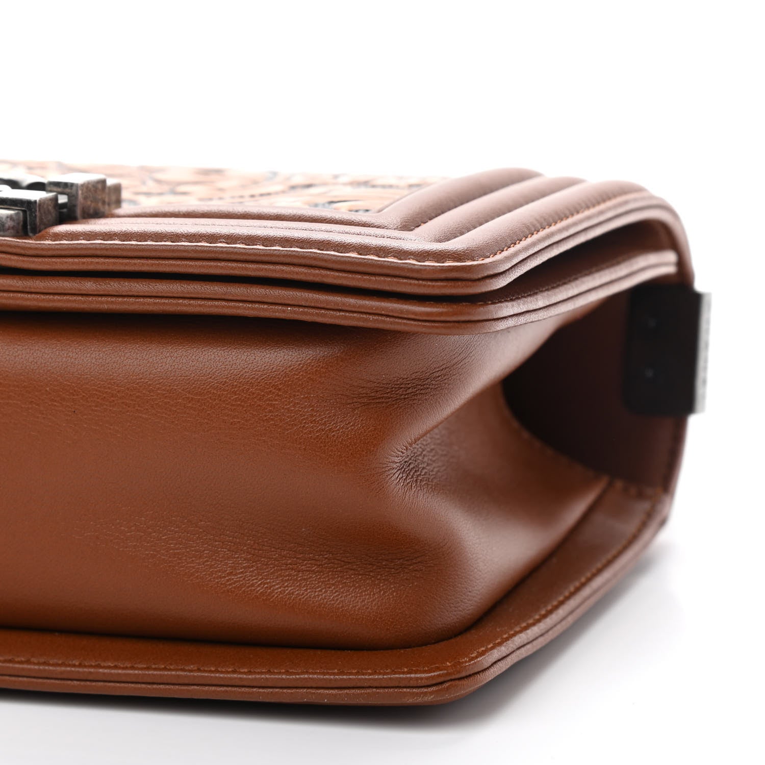 Chanel Calfskin Embossed Small Cordoba Boy Flap Brown 9 of 9