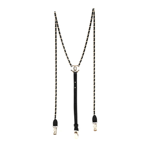 Calfskin CC Chain Suspenders M Black