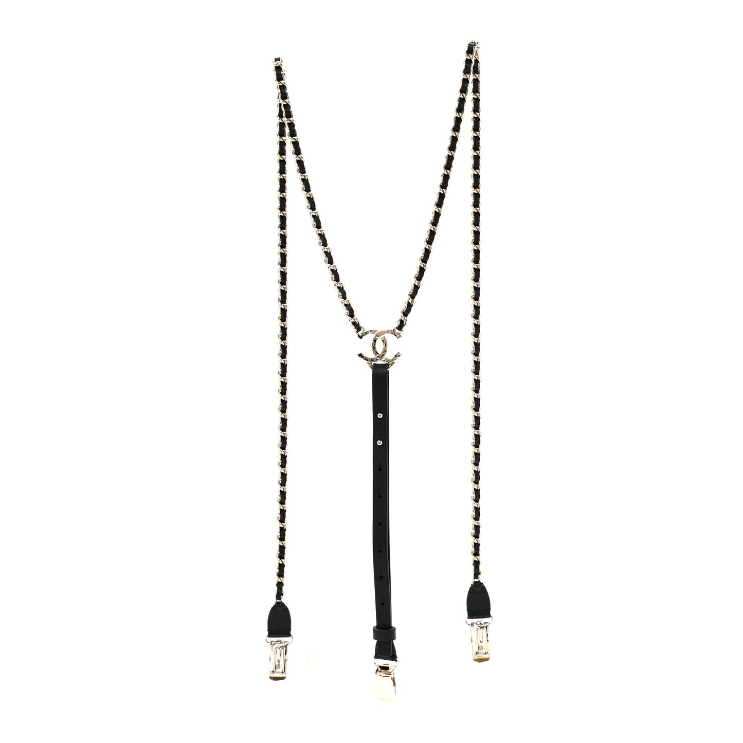 Calfskin CC Chain Suspenders M Black