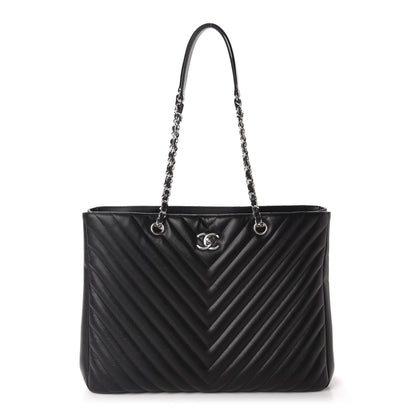 Chanel Caviar Chevron Quilted Large Shopping Tote Black 1 of 10