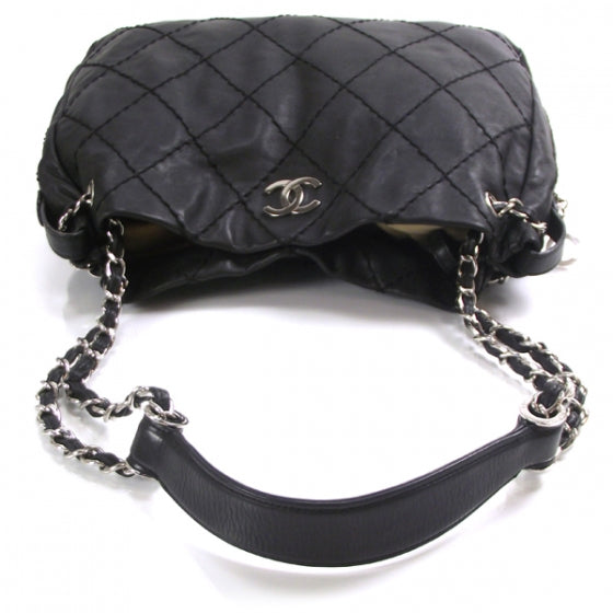 Lambskin Expandable Stitched Tote Black