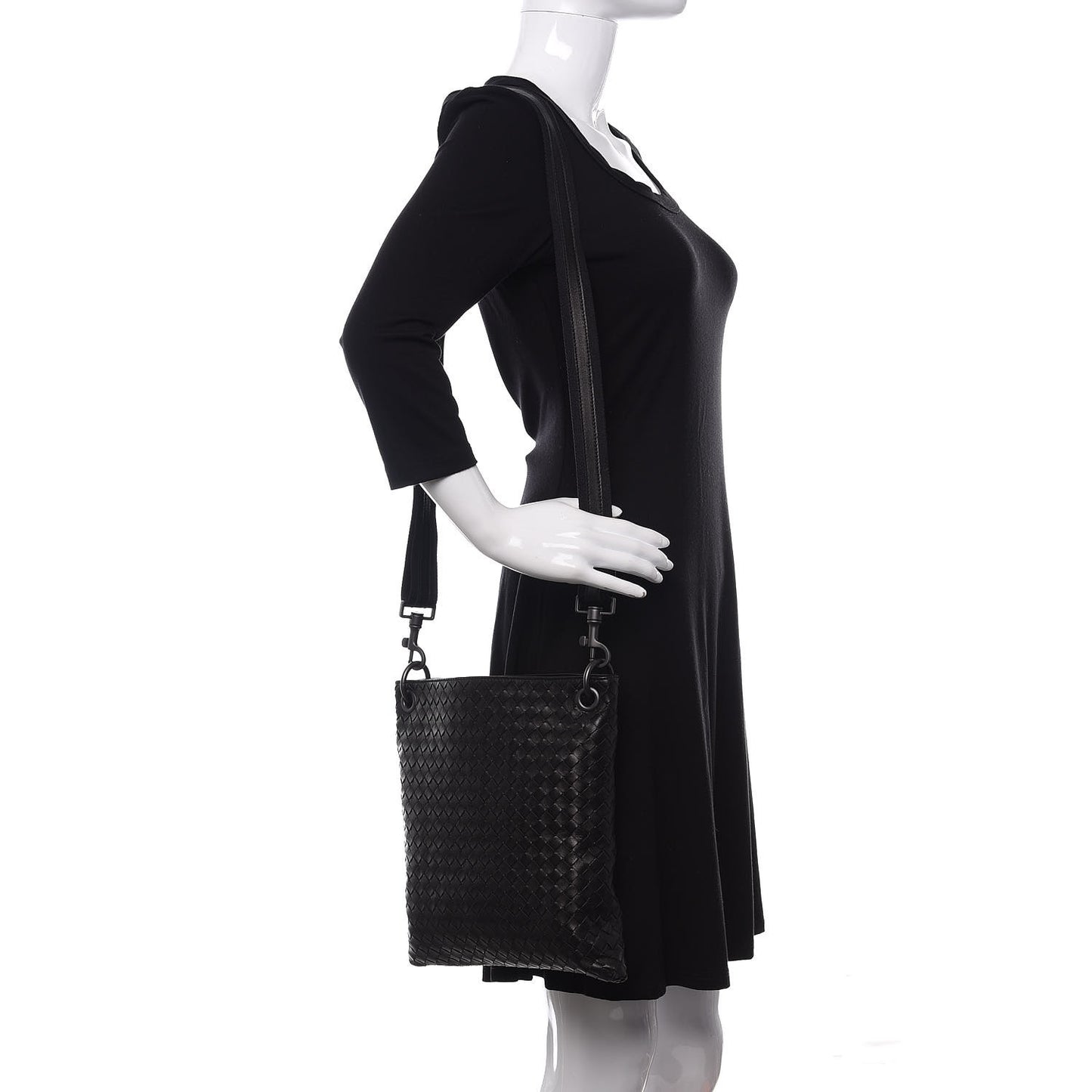 Nappa Intrecciato VN Crossbody Messenger Bag Black