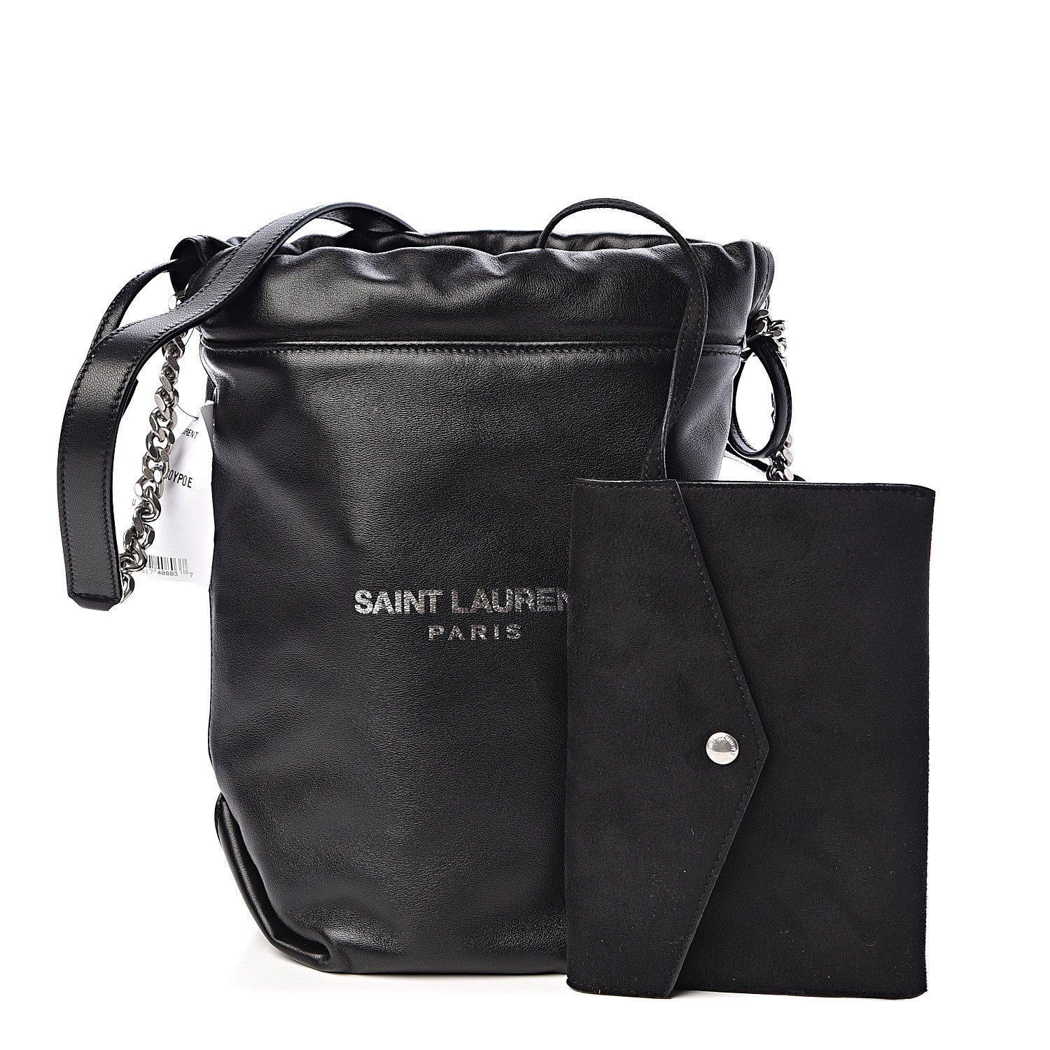 Saint Laurent Lambskin Small Teddy Bucket Bag Black 1 of 11