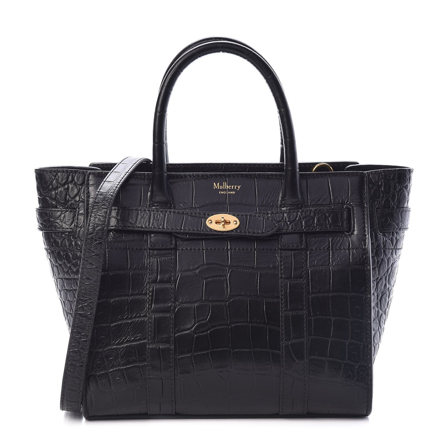 Crocodile Embossed Mini Zipped Bayswater Black
