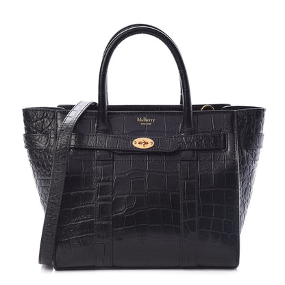 Mulberry Crocodile Embossed Mini Zipped Bayswater Black 1 of 10