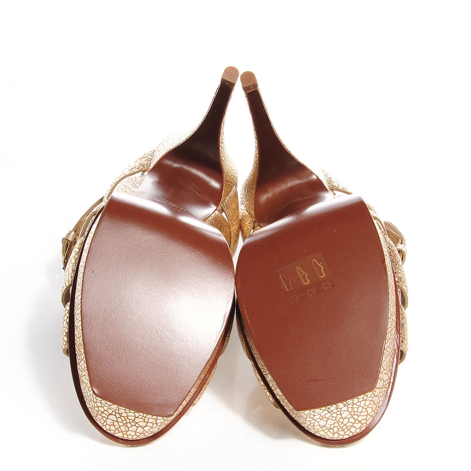 Saint Laurent Metallic Crackled Calfskin Tribute 105 Platform Sandals 41.5 Gold 5 of 6
