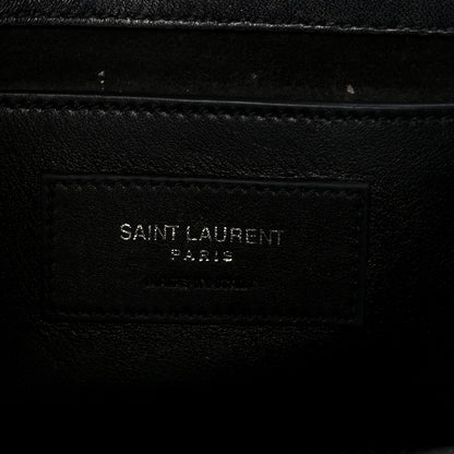 Saint Laurent Calfskin Heart Studded Medium Monogram Kate Satchel Black 7 of 11