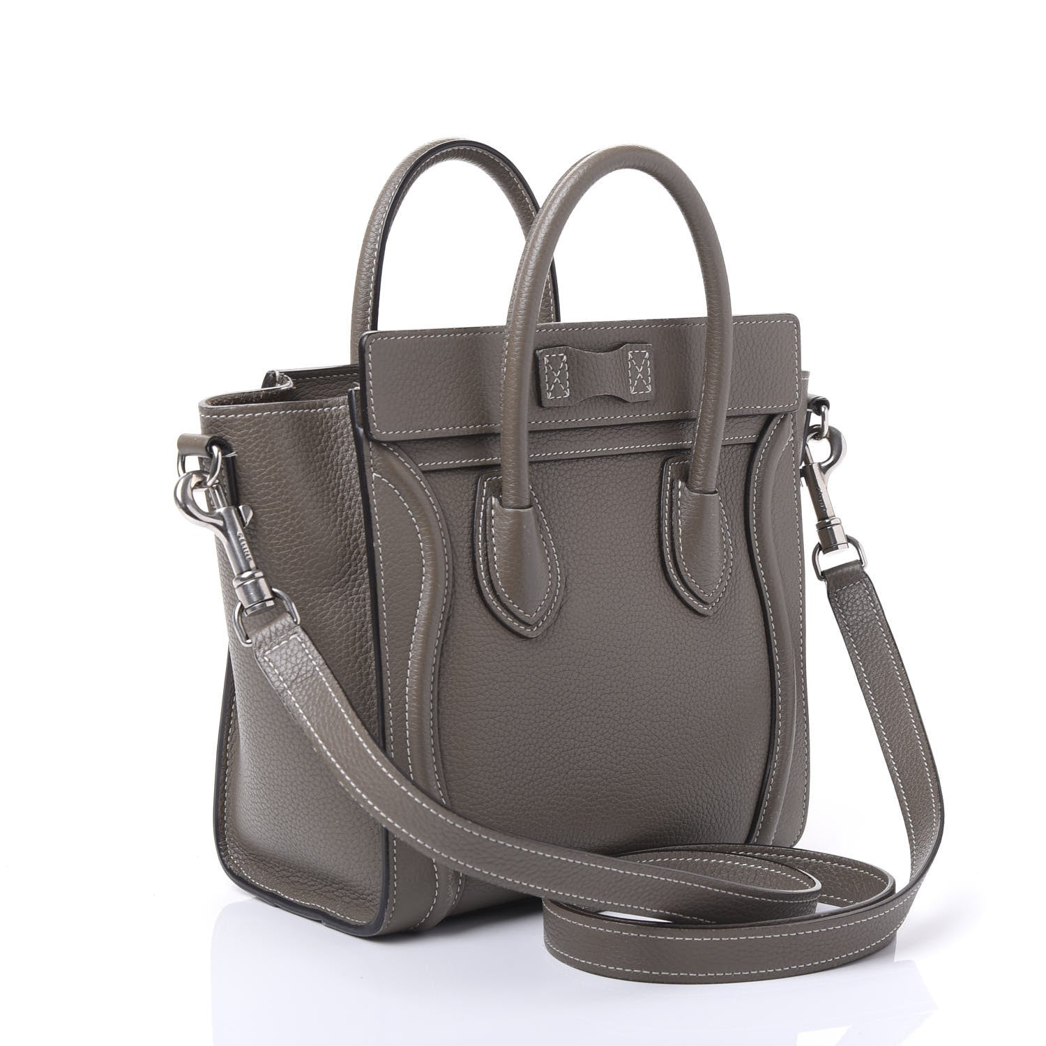 Celine Drummed Calfskin Nano Luggage Souris 2 of 13