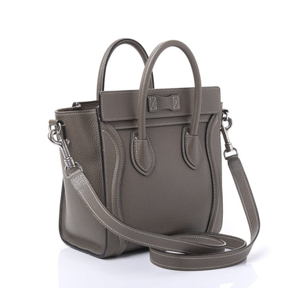 Celine Drummed Calfskin Nano Luggage Souris 2 of 13