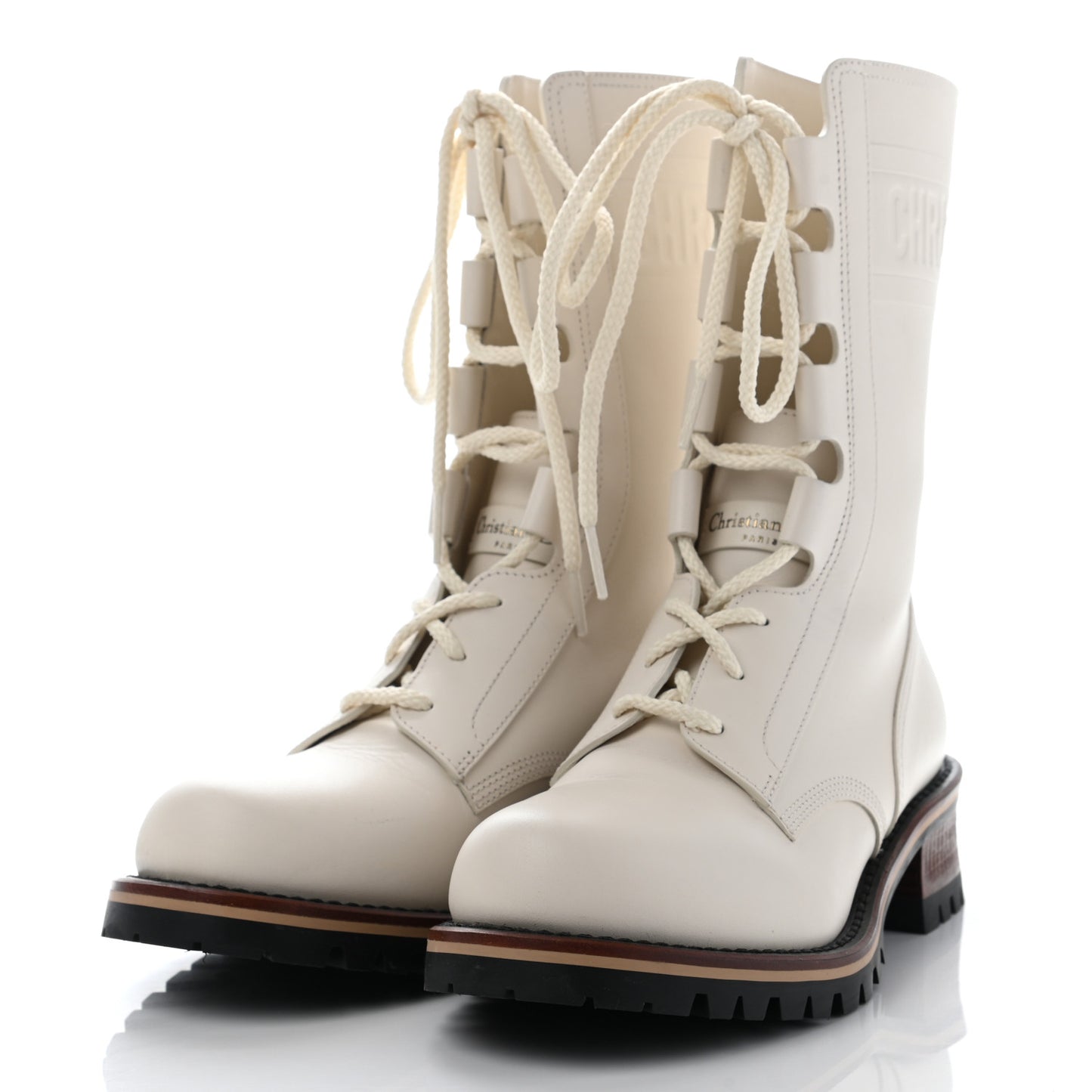 Calfskin Dior Quest 35mm Hiking Boots 36.5 Off White