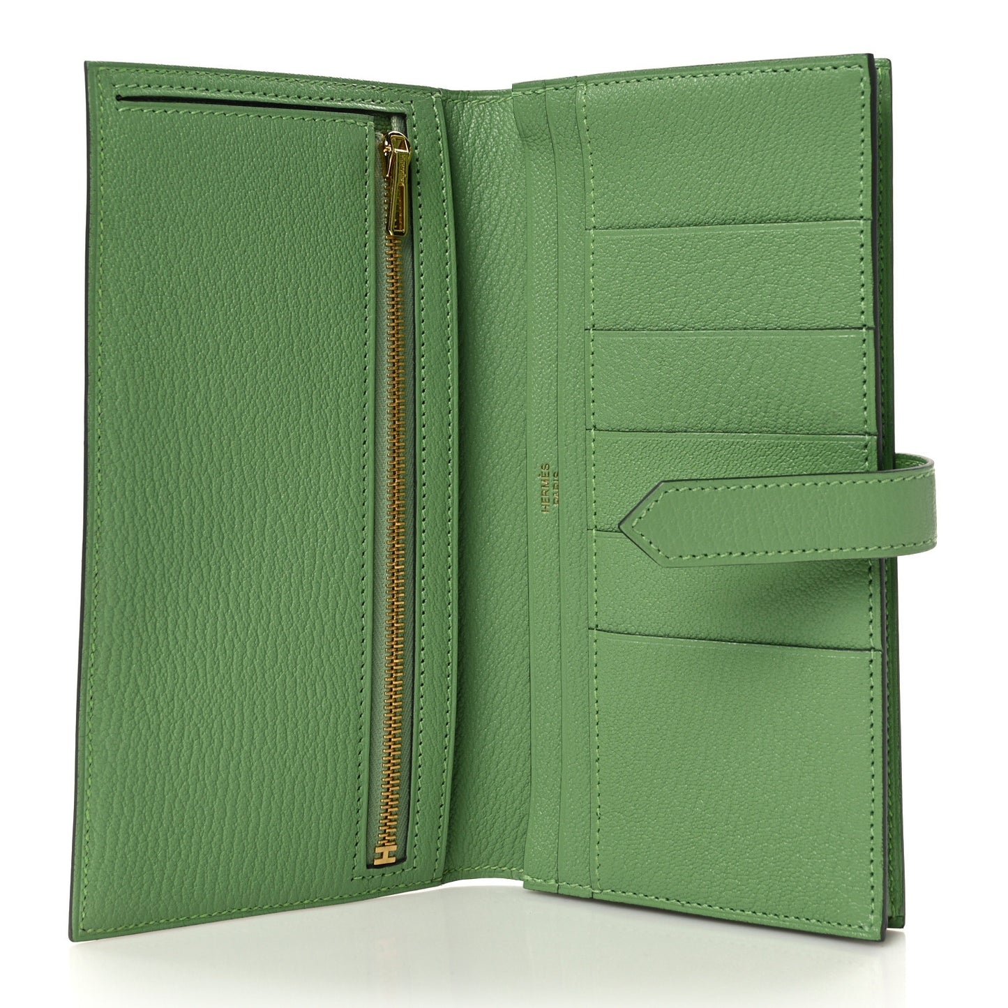 Chèvre Mysore Bearn Gusset Wallet Vert Criquet