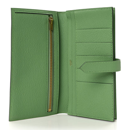 Hermes Chèvre Mysore Bearn Gusset Wallet Vert Criquet 5 of 9