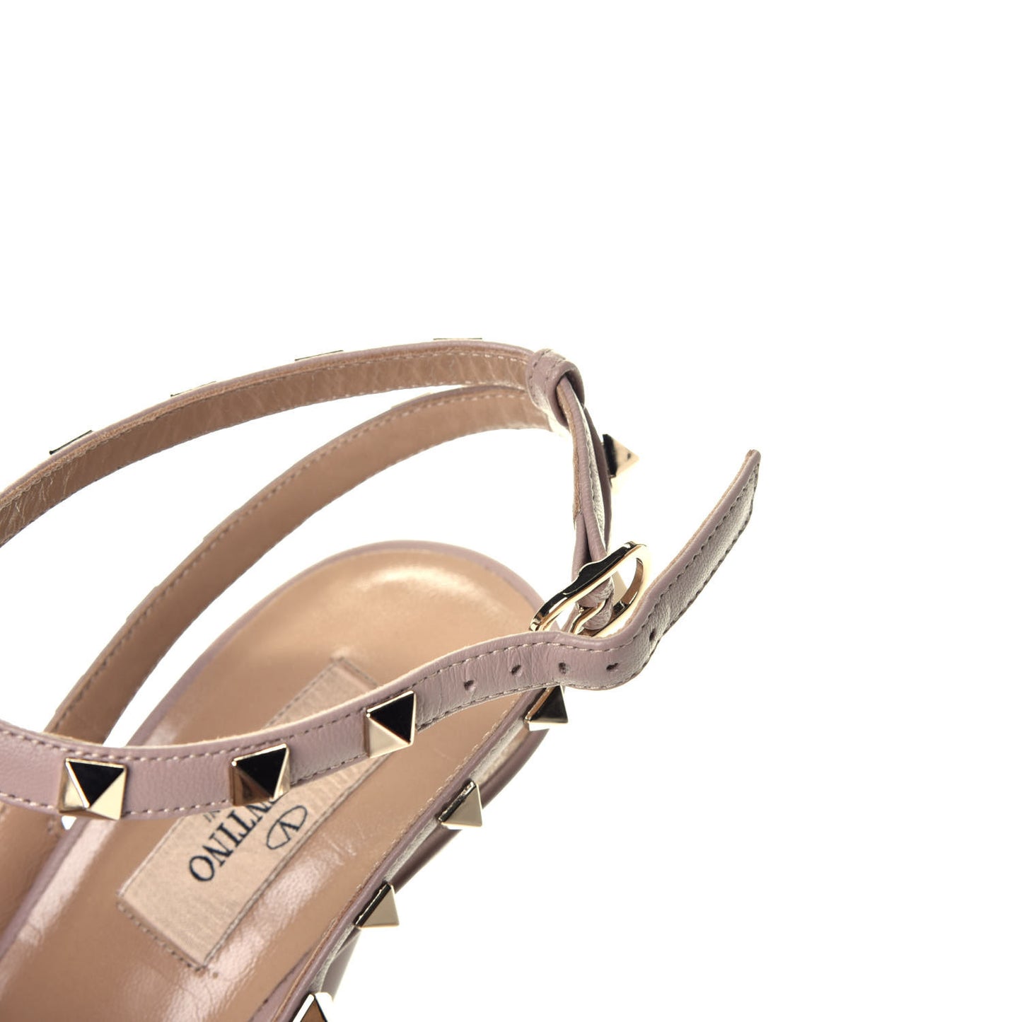 Patent Rockstud Ankle Strap Pumps 40 Poudre