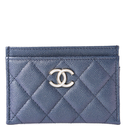 Chanel Iridescent Caviar Quilted Card Holder Dark Blue 1 of 9