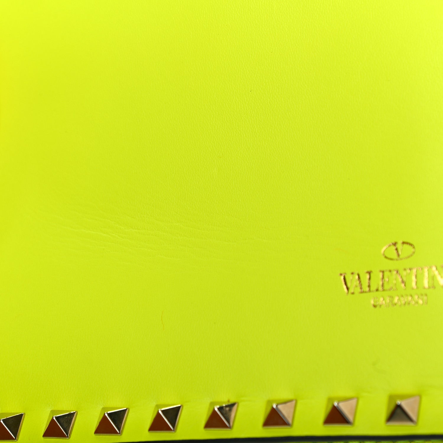 Valentino Garavani Nappa Rockstud Wristlet Clutch Yellow Fluo 10 of 11
