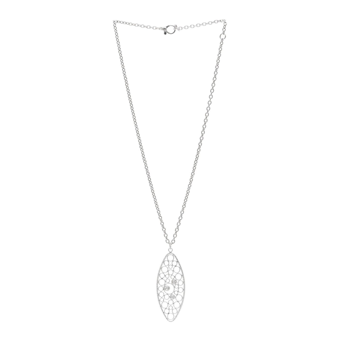 18K White Gold Diamond Bollicine Pendant Necklace