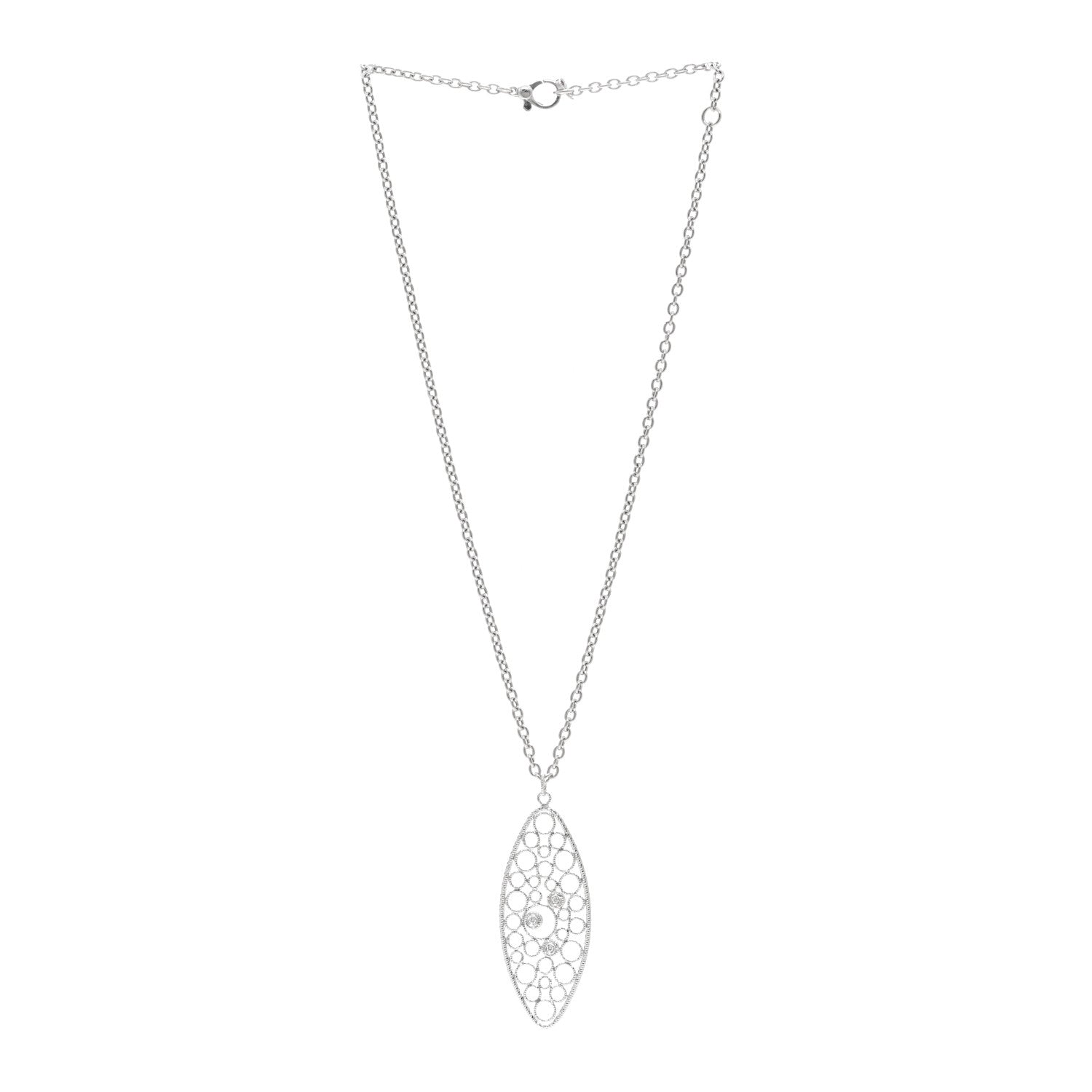 Roberto Coin 18K White Gold Diamond Bollicine Pendant Necklace 3 of 4
