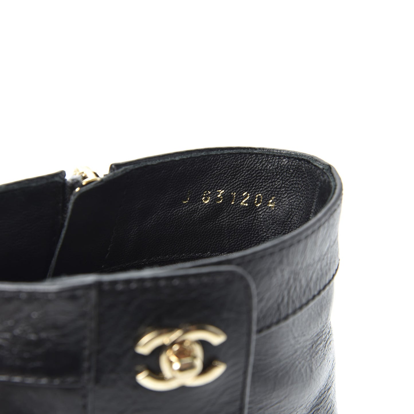 Calfskin CC Turnlock Ankle Boots 39 Black
