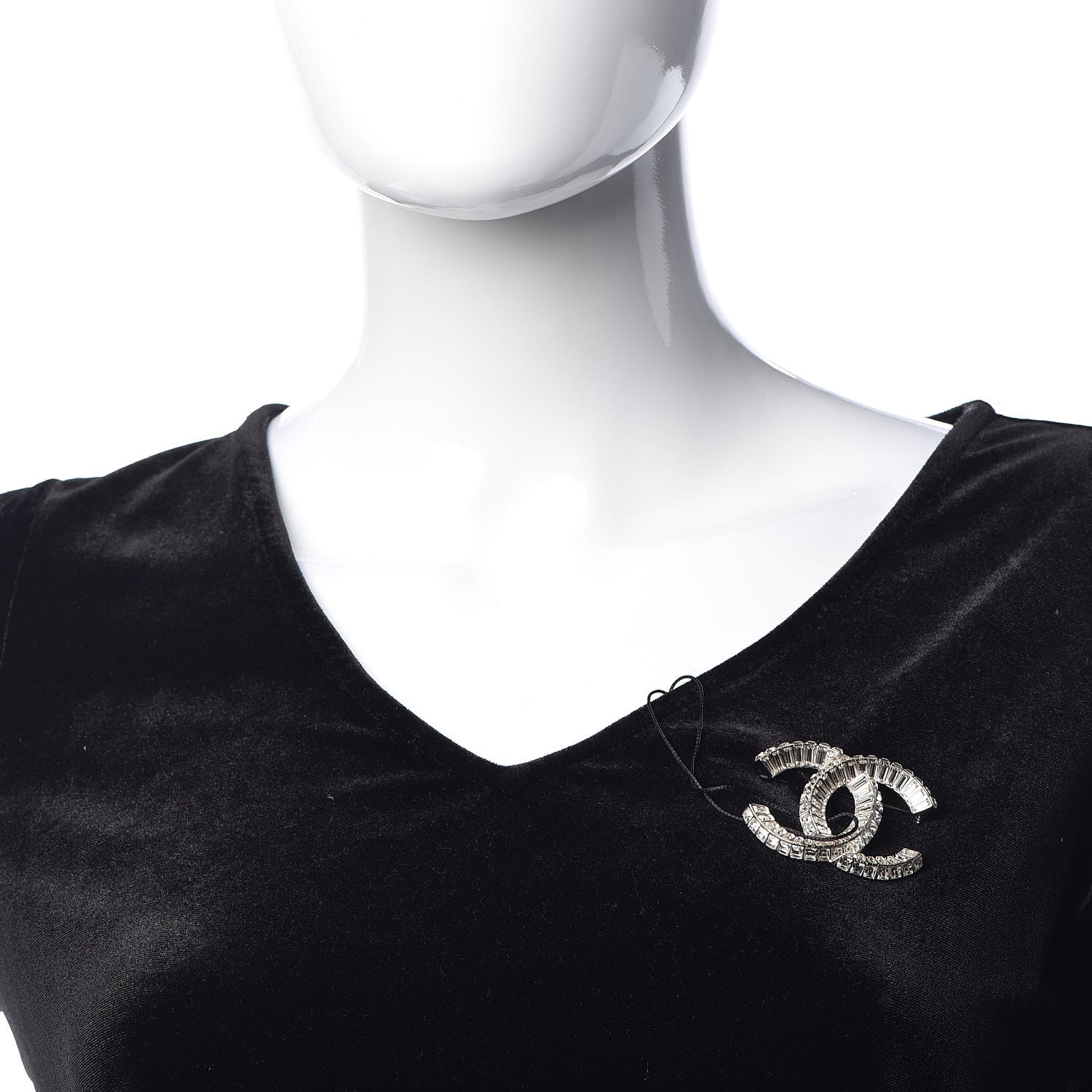 Chanel Baguette Crystal CC Brooch Silver 2 of 5