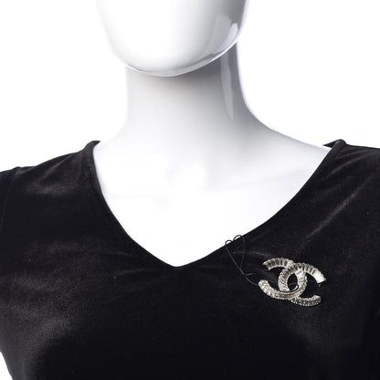 Chanel Baguette Crystal CC Brooch Silver 2 of 5